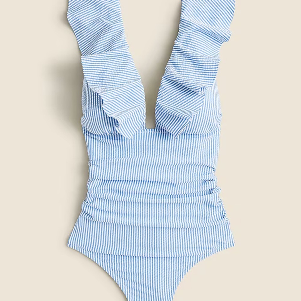 J. Crew Blue Striped One-Piece Swimsuit